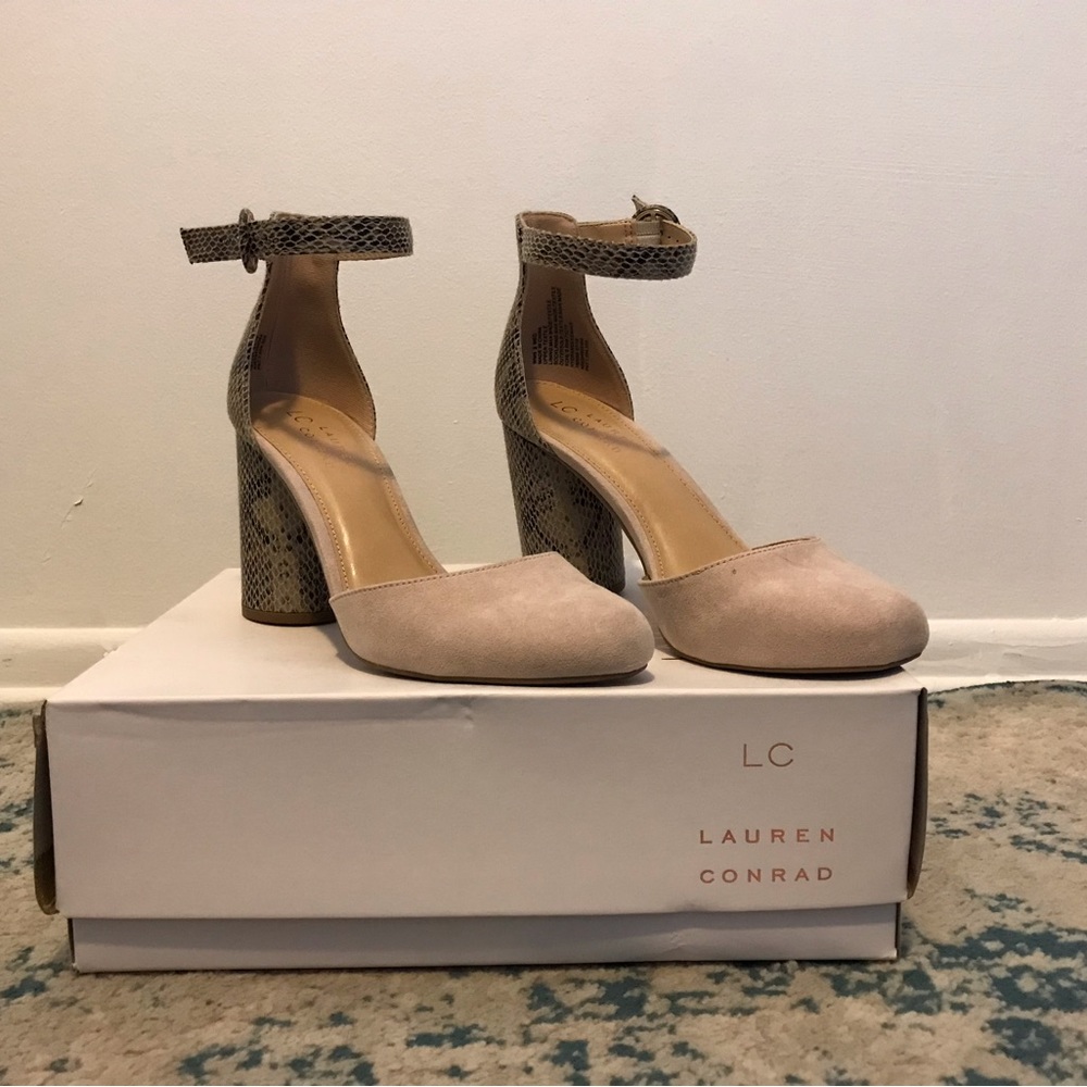 Lauren Conrad snake print heels.